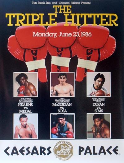 McGuigan & Duran Triple Hitter Boxing Fight Poster Original Vintage Hearns